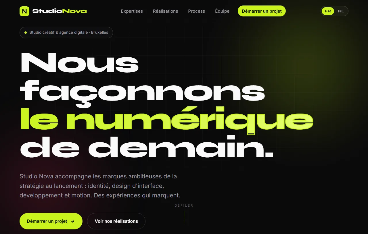 Aperçu du modèle Studio Nova, agence et studio créatif