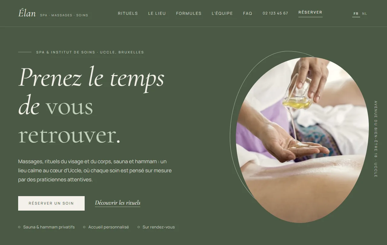 Aperçu du modèle Élan, spa et bien-être