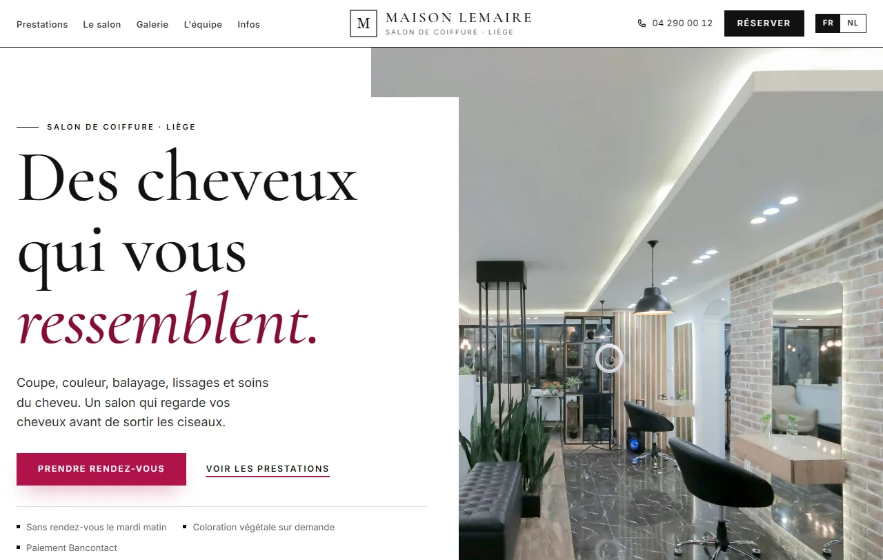Aperçu du modèle Maison Lemaire, salon de coiffure