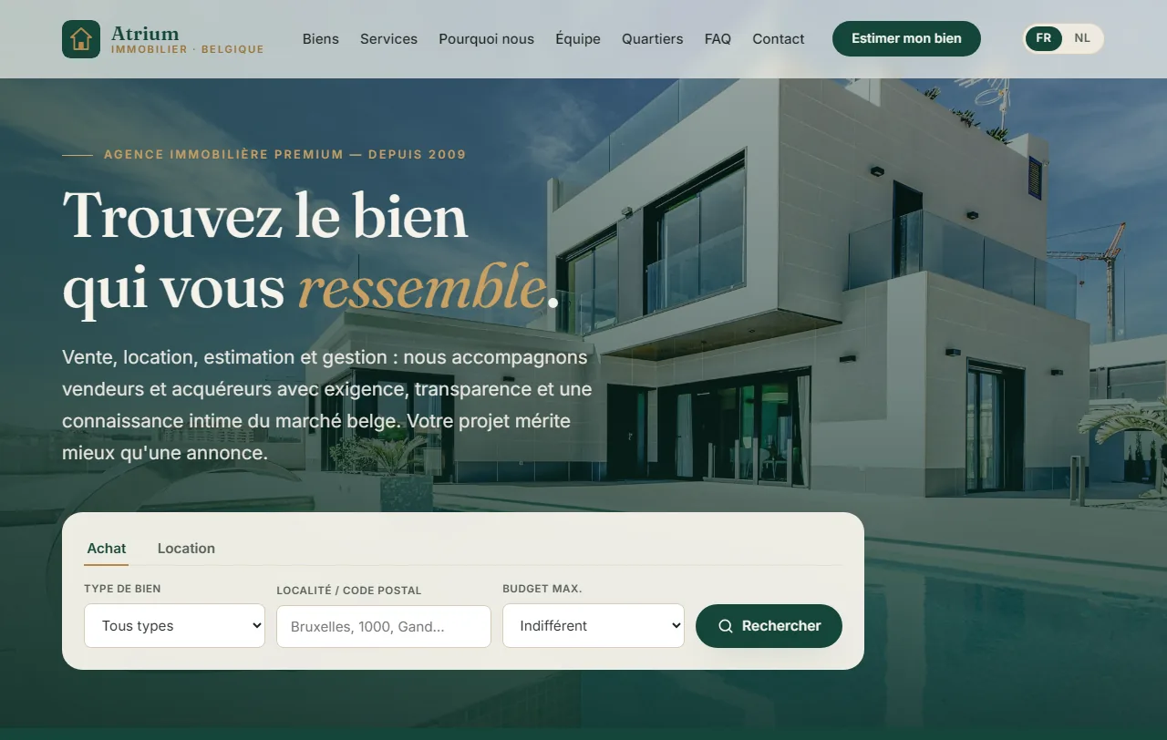 Aperçu du modèle Atrium Immobilier, agence immobilière