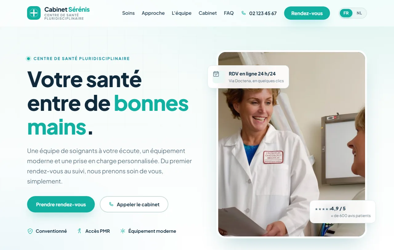 Aperçu du modèle Cabinet Sérénis, praticiens de santé